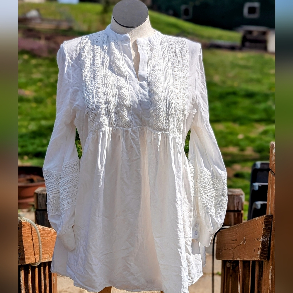 Boho Style Lace White Blouse